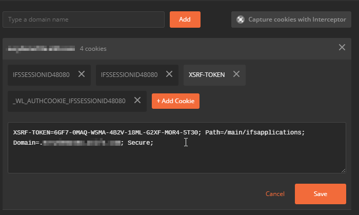 IFS Aurena XSFR-TOKEN cookie