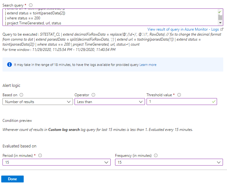 Azure Alert signal definition